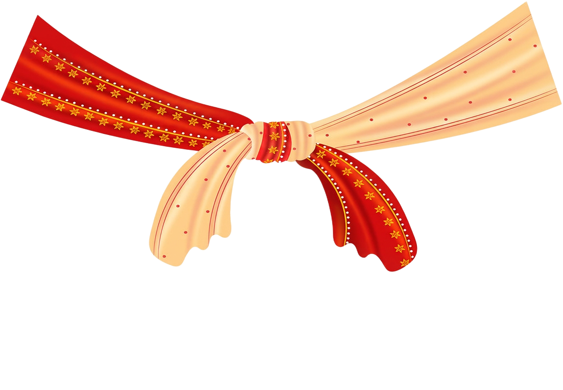 Wedding cloth drawing together into a sacred knot